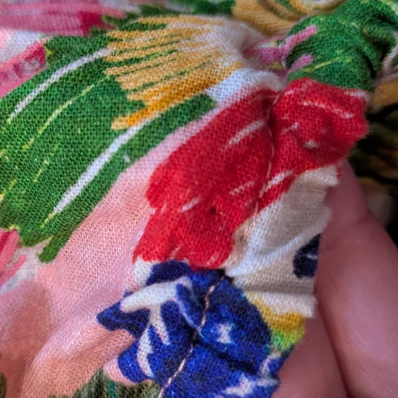 Farm Rio Macaw Leaves Cutout Waist Linen Blend Mini Dress Size M - Picture 14 of 14